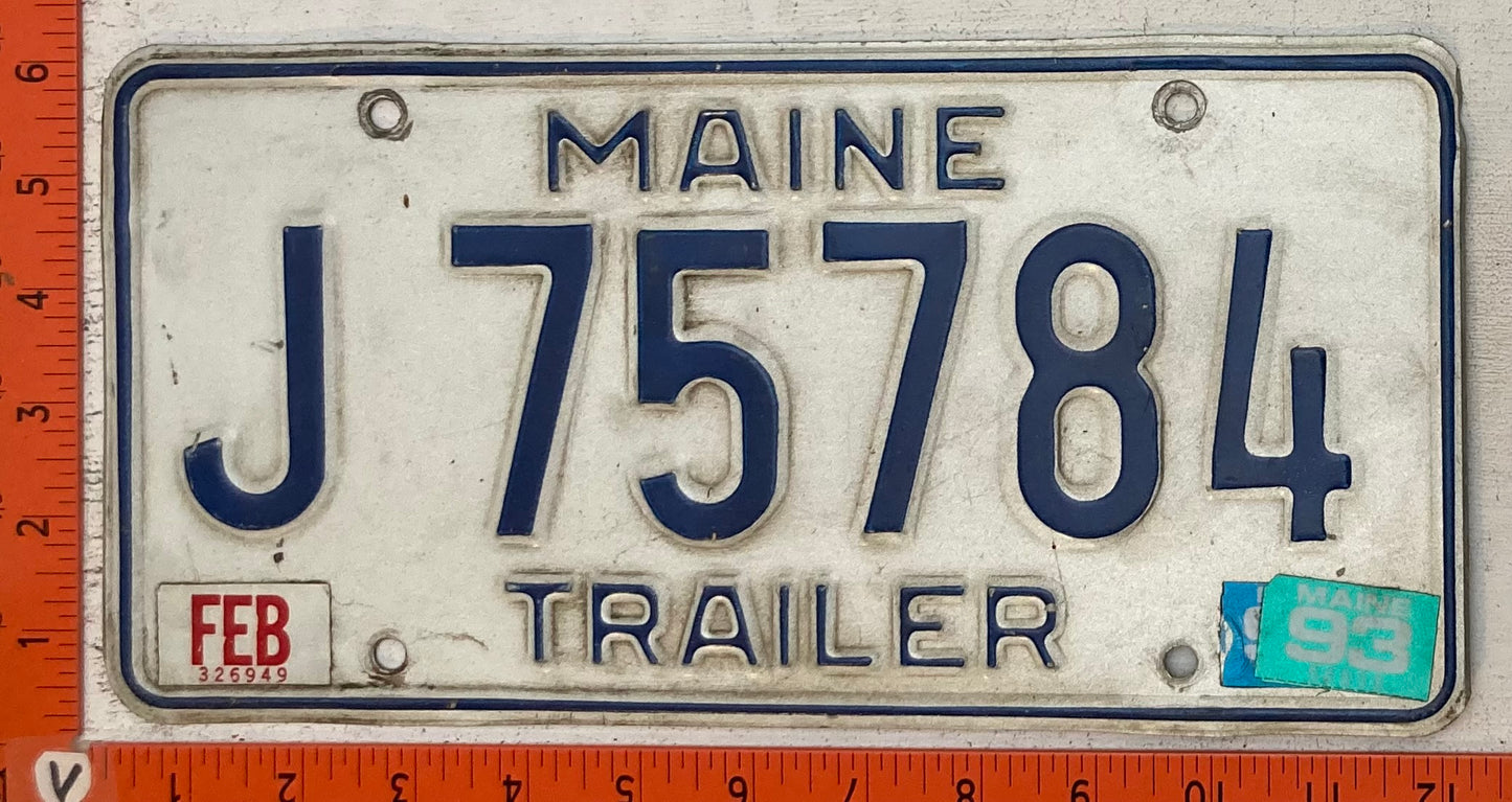 1993 Maine #J 75784 Trailer License Plate