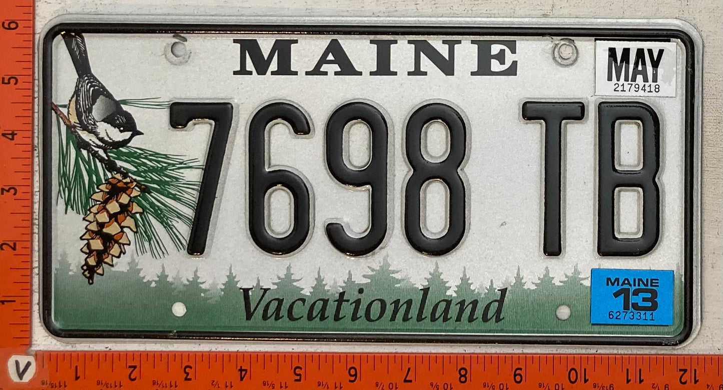2013 Maine #7698 TB Passenger License Plate