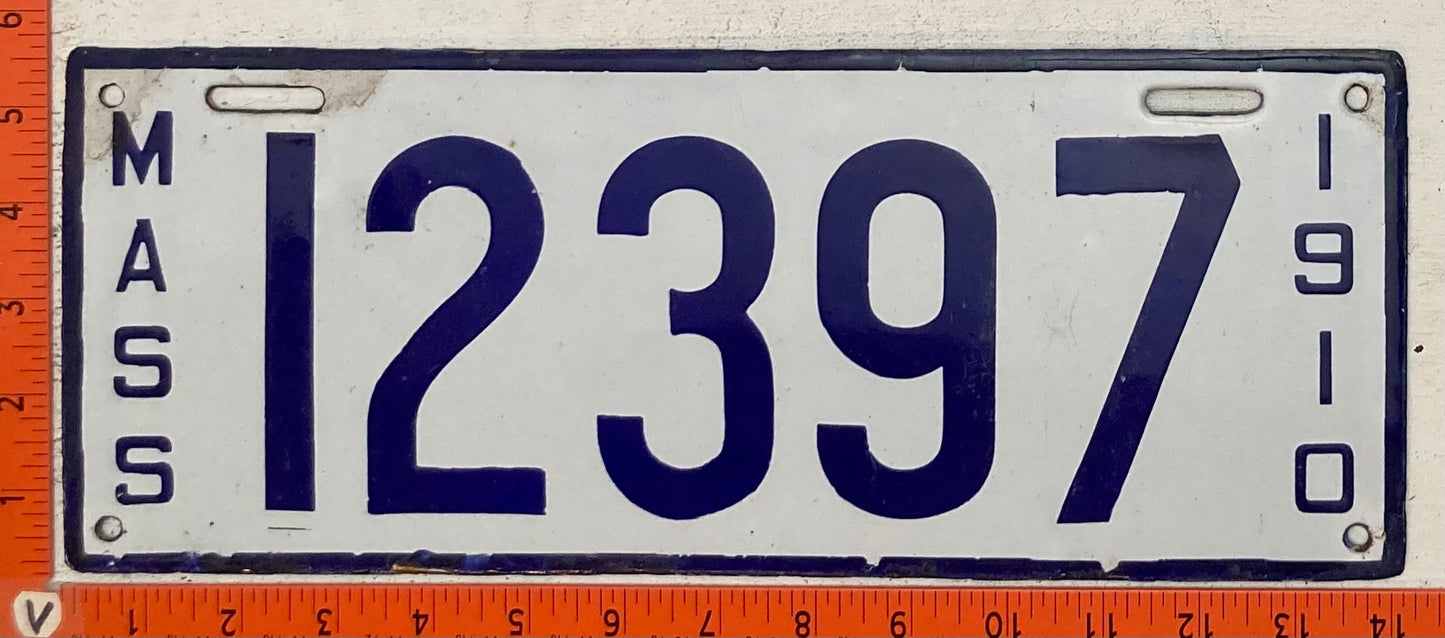 1910 Massachusetts #12397 Passenger License Plate