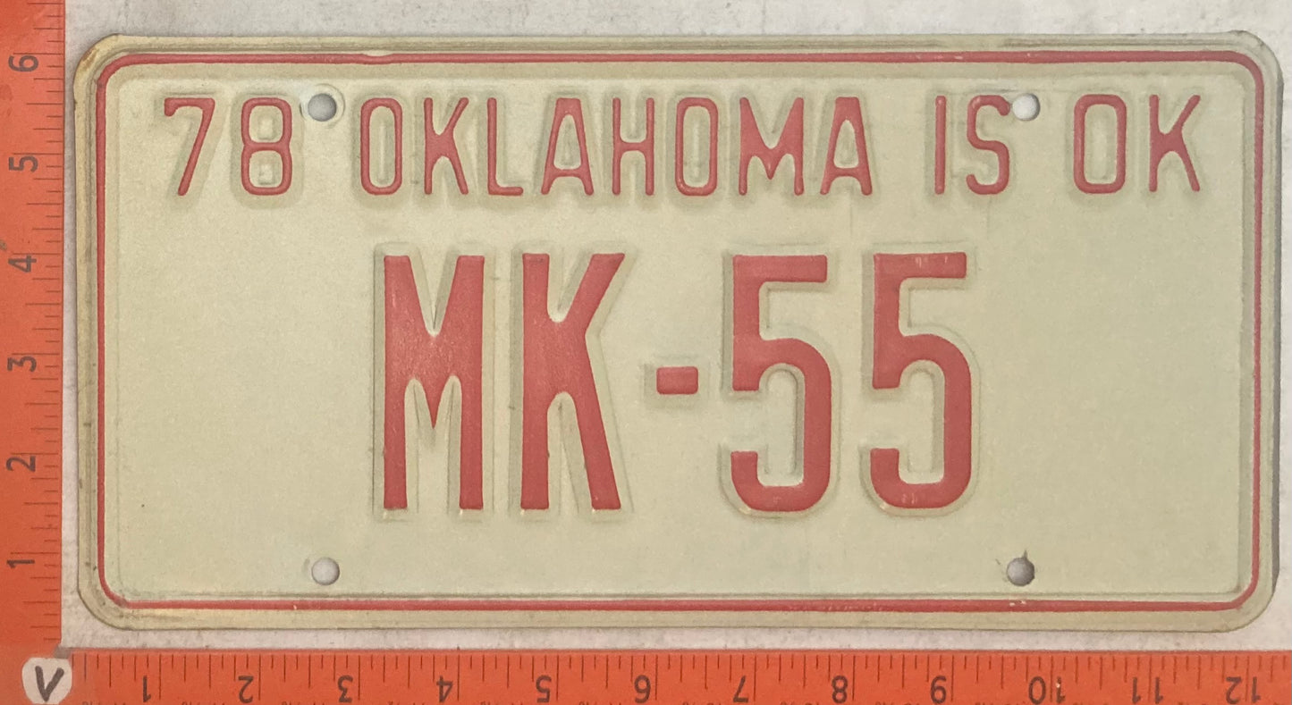 1978 Oklahoma #MK-55 Passenger License Plate