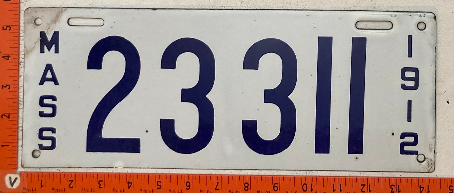 1912 Massachusetts #23311 Passenger License Plate