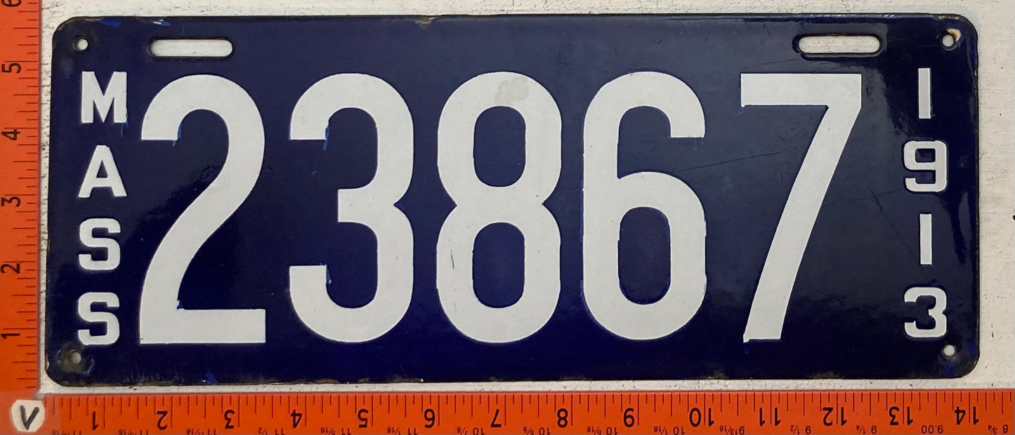 1913 Massachusetts #23867 Passenger License Plate