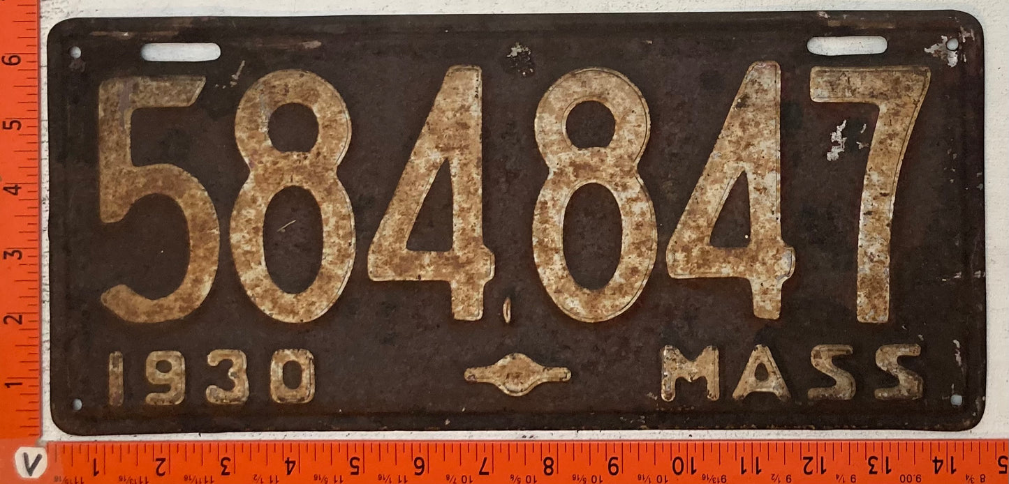 1930 Massachusetts #584.847 Passenger License Plate
