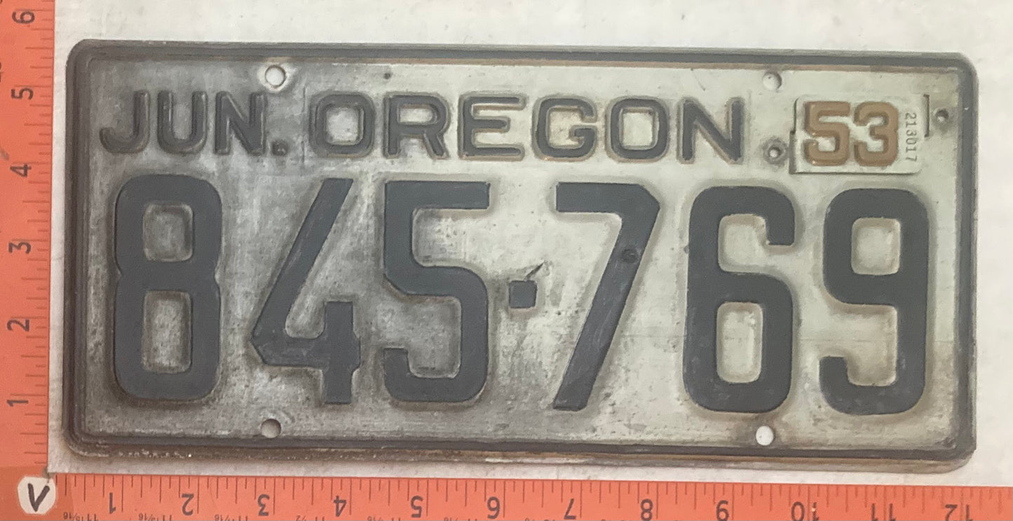 1953 Oregon #845-769 Passenger License Plate