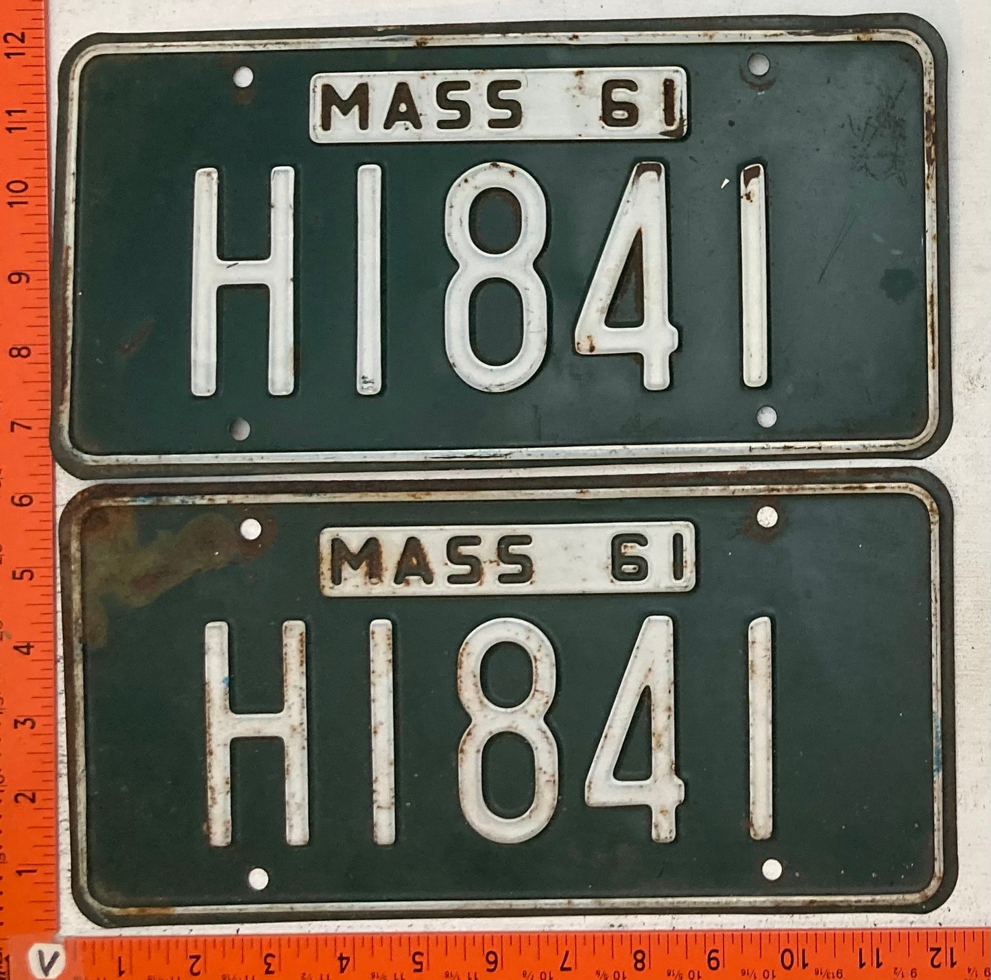 1961 Massachusetts #H1841 Passenger License Plate (Pair)