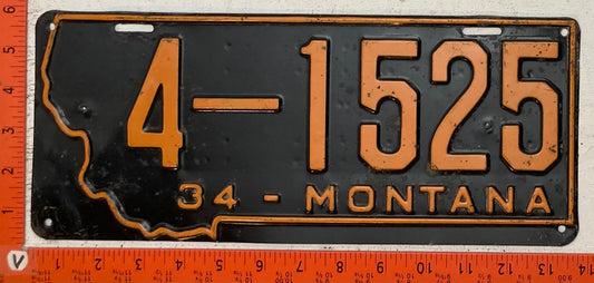 1934 Montana #4-1625 Passenger License Plate