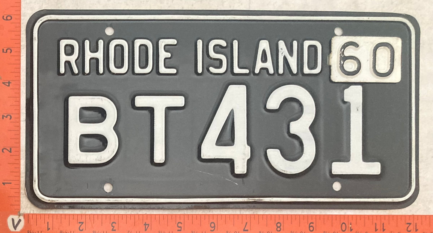1960 Rhode Island #BT431 Passenger License Plate