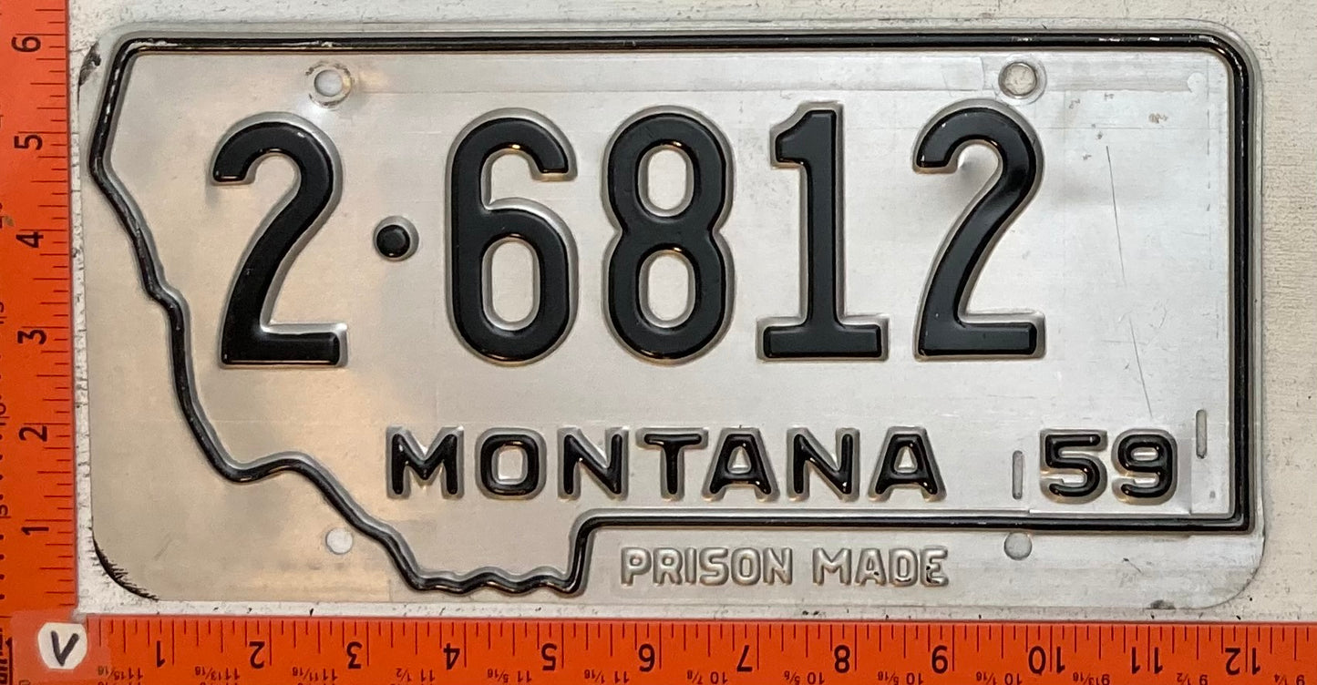 1959 Montana #2-6812 Passenger License Plate