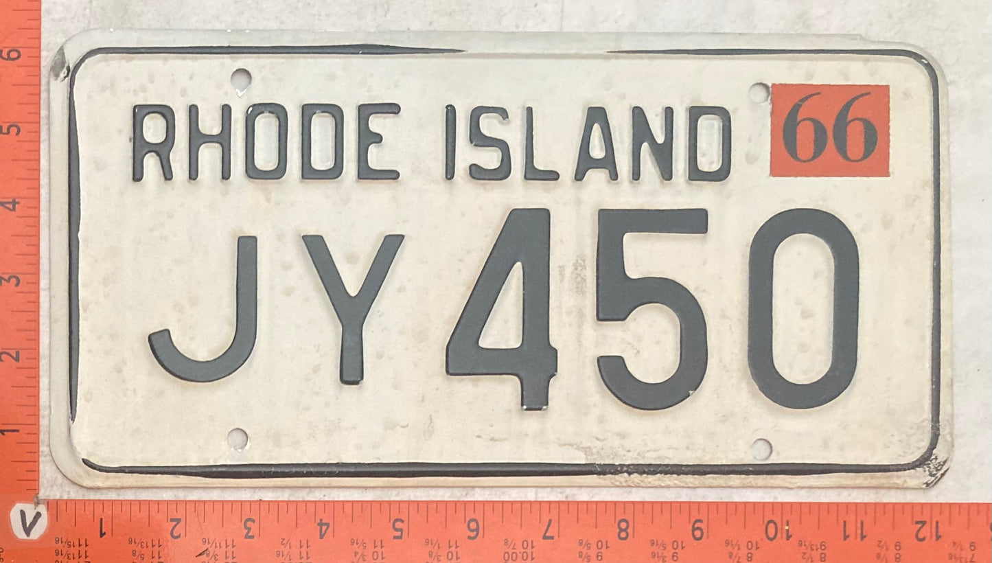 1966 Rhode Island #JY450 Passenger License Plate