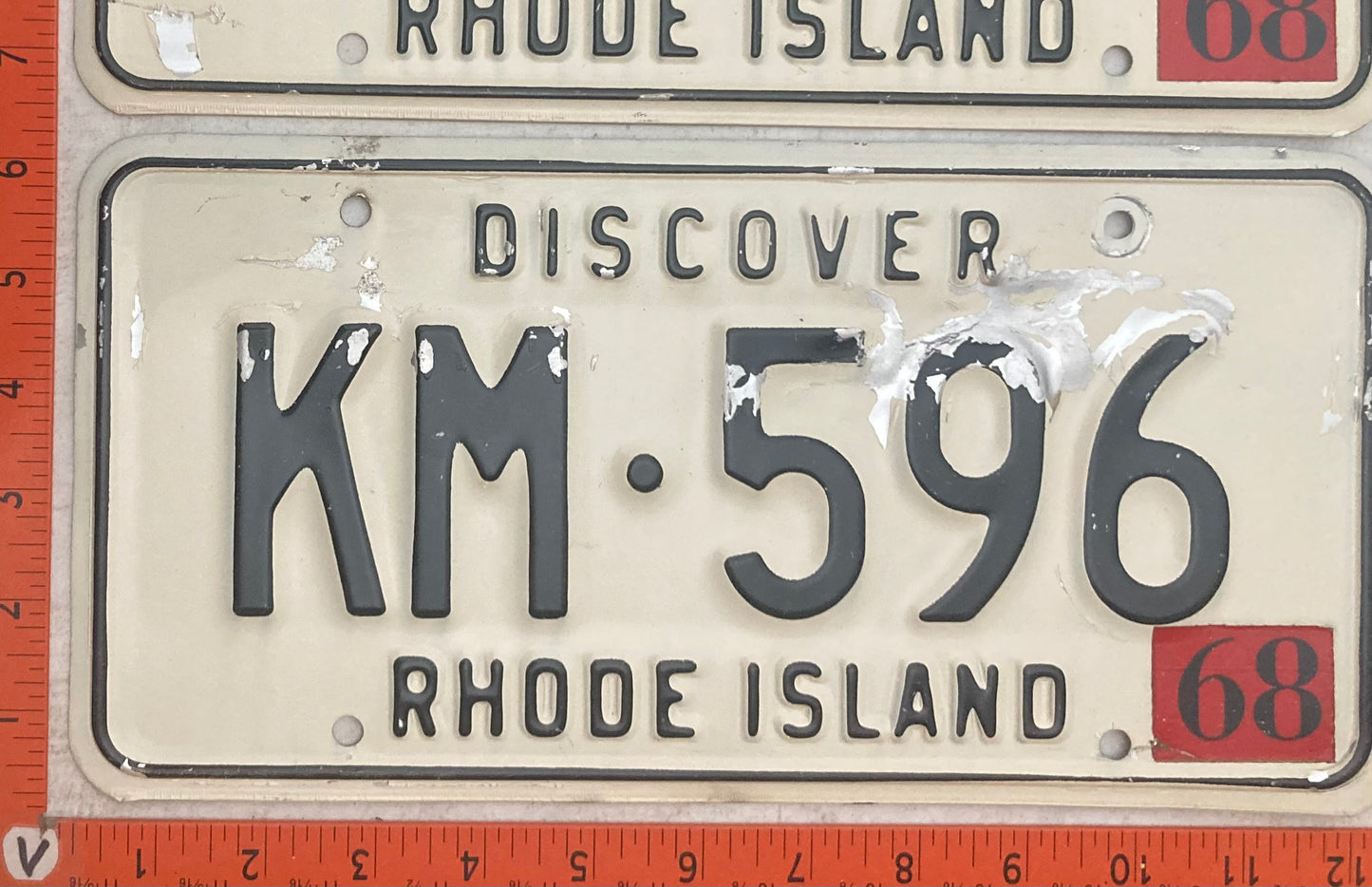 1968 Rhode Island #KM-596 Passenger License Plate (Pair)