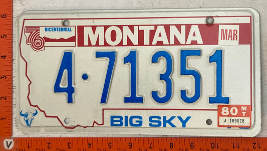1980 Montana #4-71351 Passenger License Plate