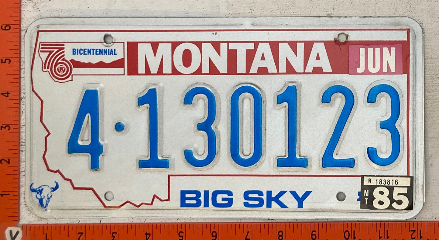 1985 Montana #4-130123 Passenger License Plate