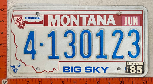 1985 Montana #4-130123 Passenger License Plate