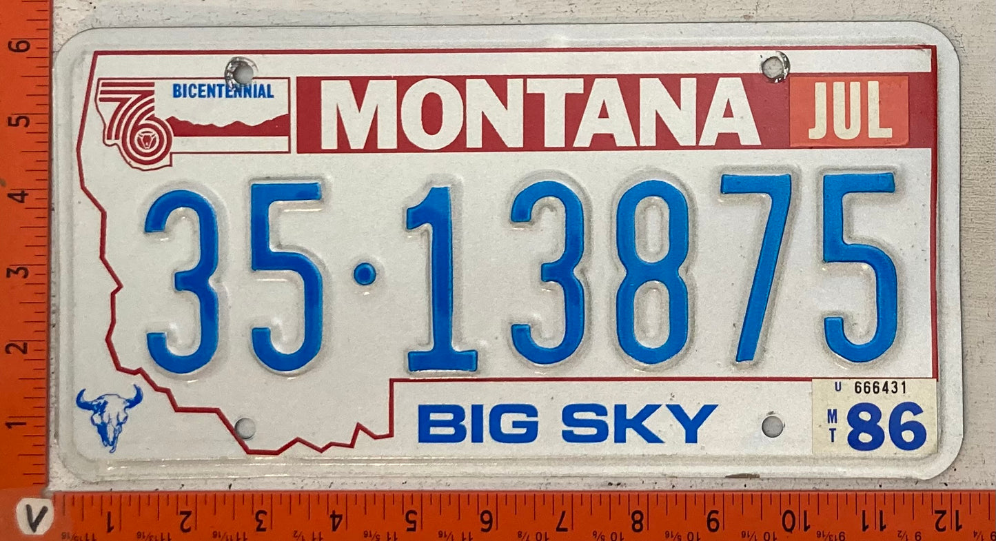 1986 Montana #35-13875 Passenger License Plate