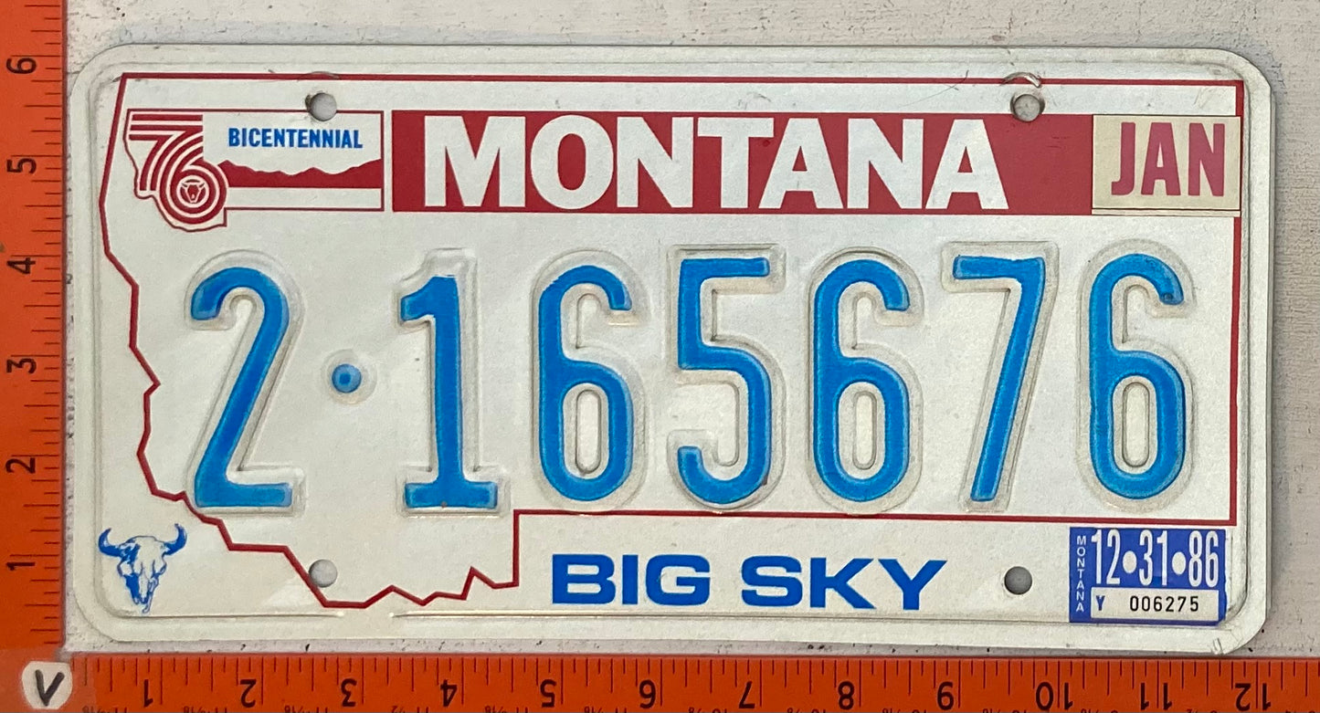 1986 Montana #2-165676 Passenger License Plate