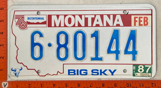 1987 Montana #6-80144 Passenger License Plate