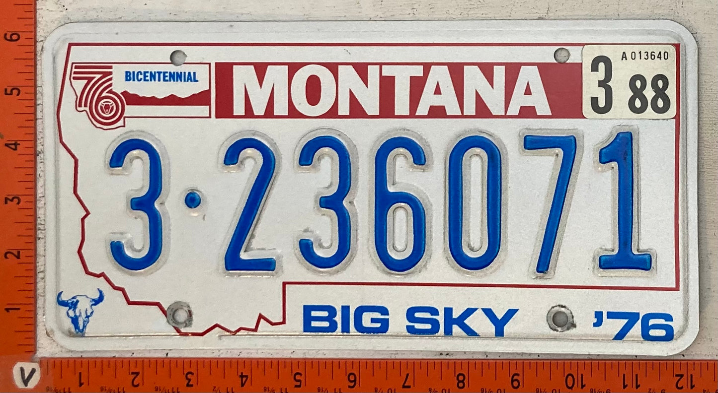 1988 Montana #3-236071 Passenger License Plate