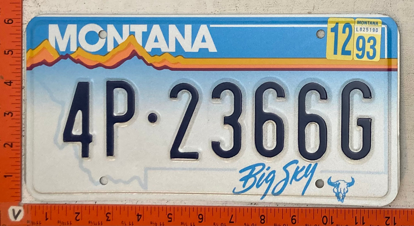 1993 Montana #4P-2366G Passenger License Plate