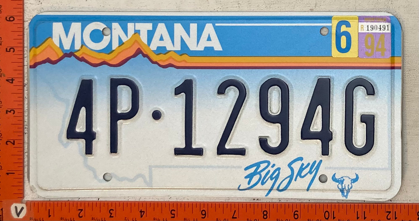 1994 Montana #4P-1294G Passenger License Plate