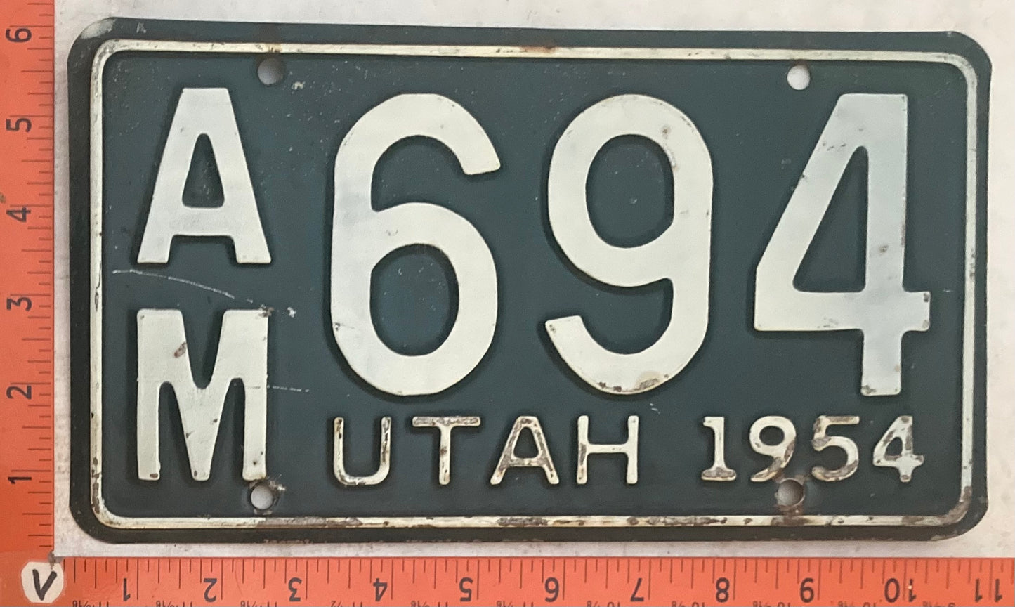 1954 Utah #A/M 694 Passenger License Plate