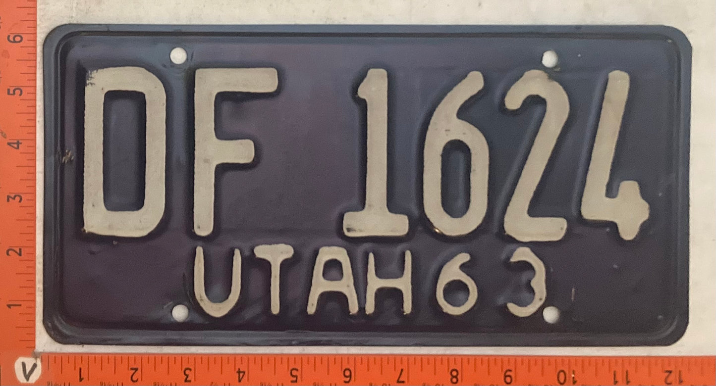 1963 Utah #DF 1624 Passenger License Plate