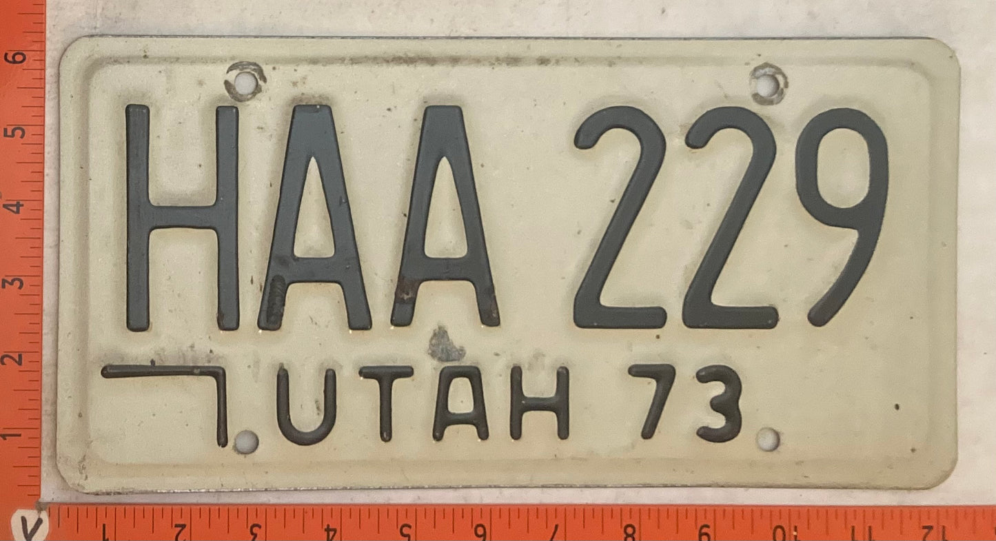1973 Utah #HAA 229 Passenger License Plate