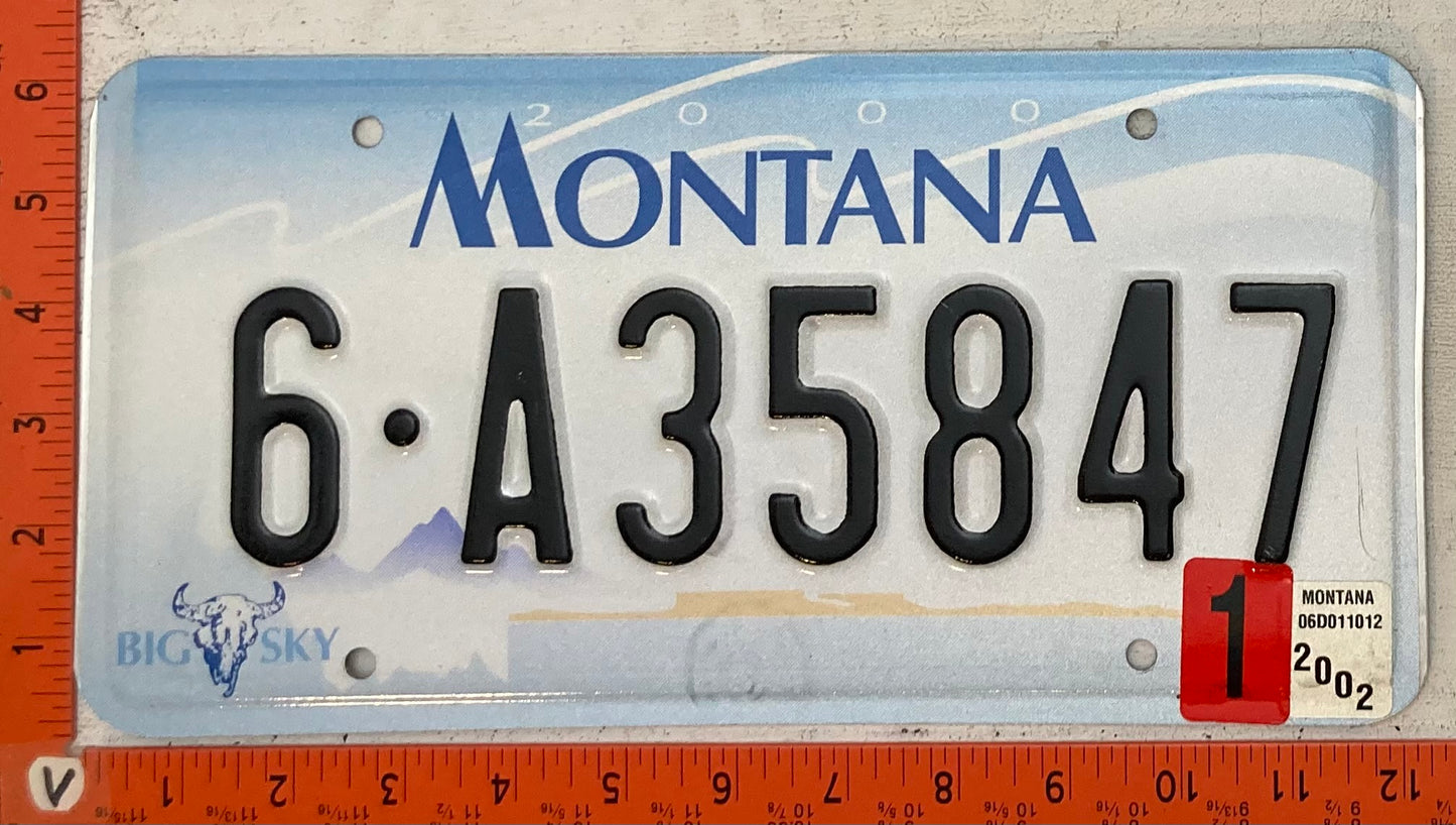 2002 Montana #6-A35847 Passenger License Plate