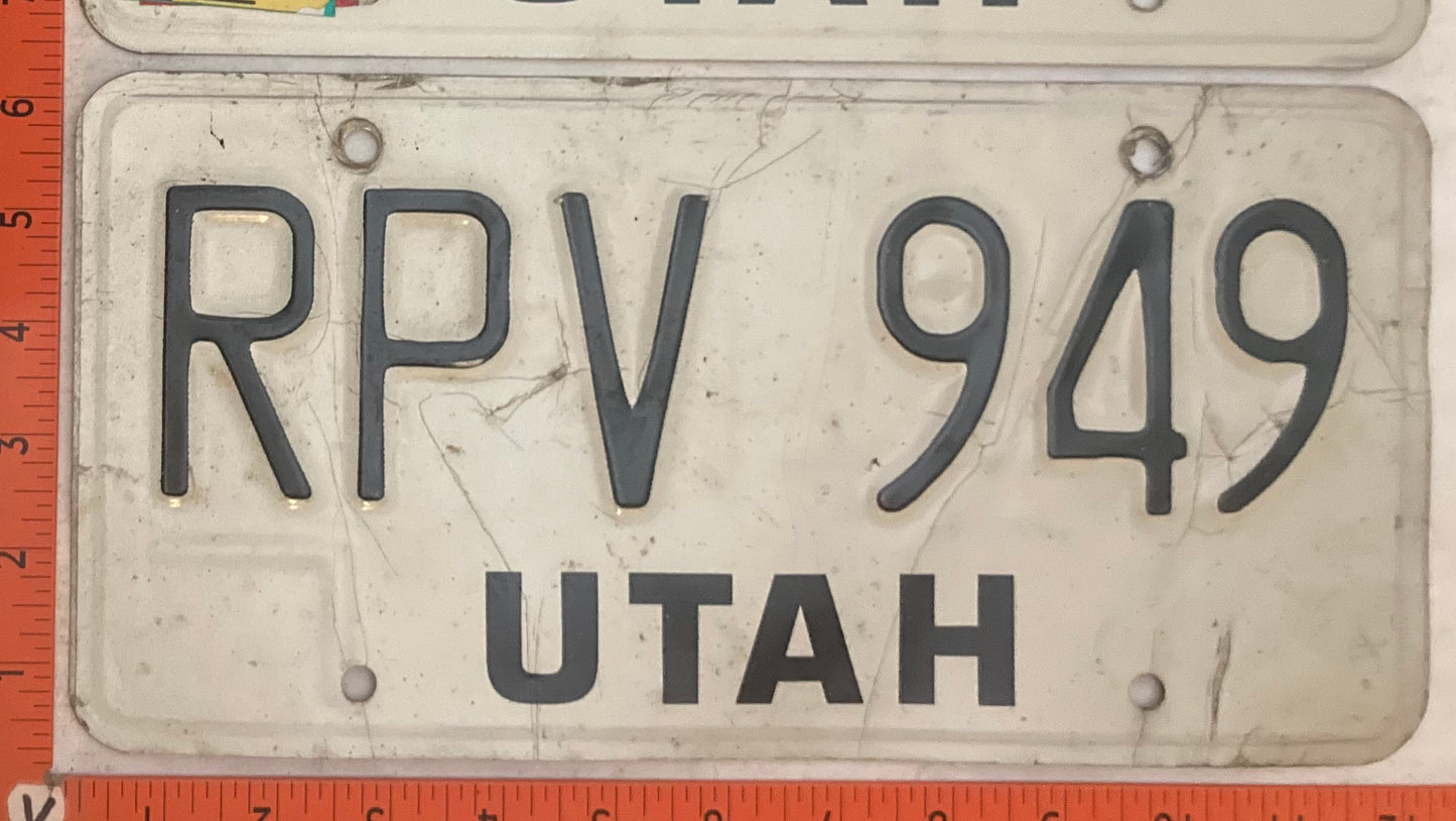 1986 Utah #RPV 949 Passenger License Plate (Pair)
