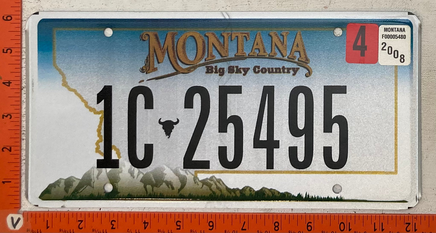 2008 Montana #1C-25495 Passenger License Plate