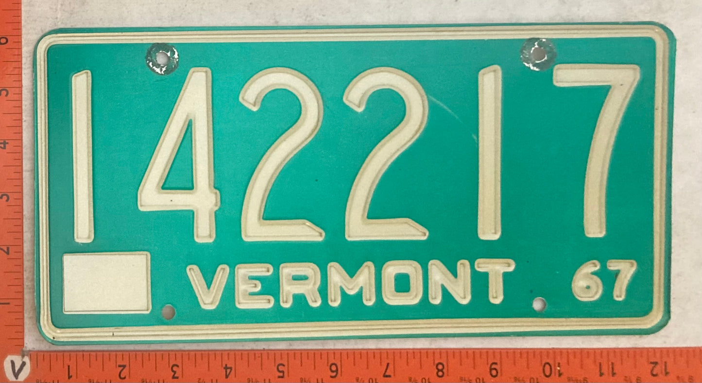 1967 Vermont #142217 Passenger License Plate