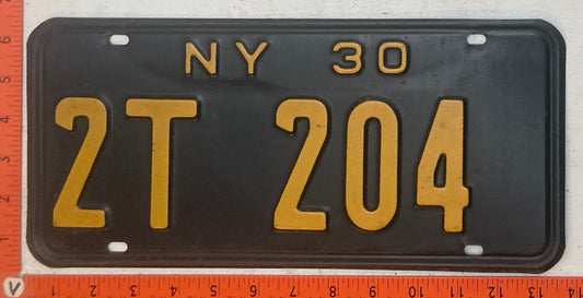 1930 New York #2T 204 Passenger License Plate