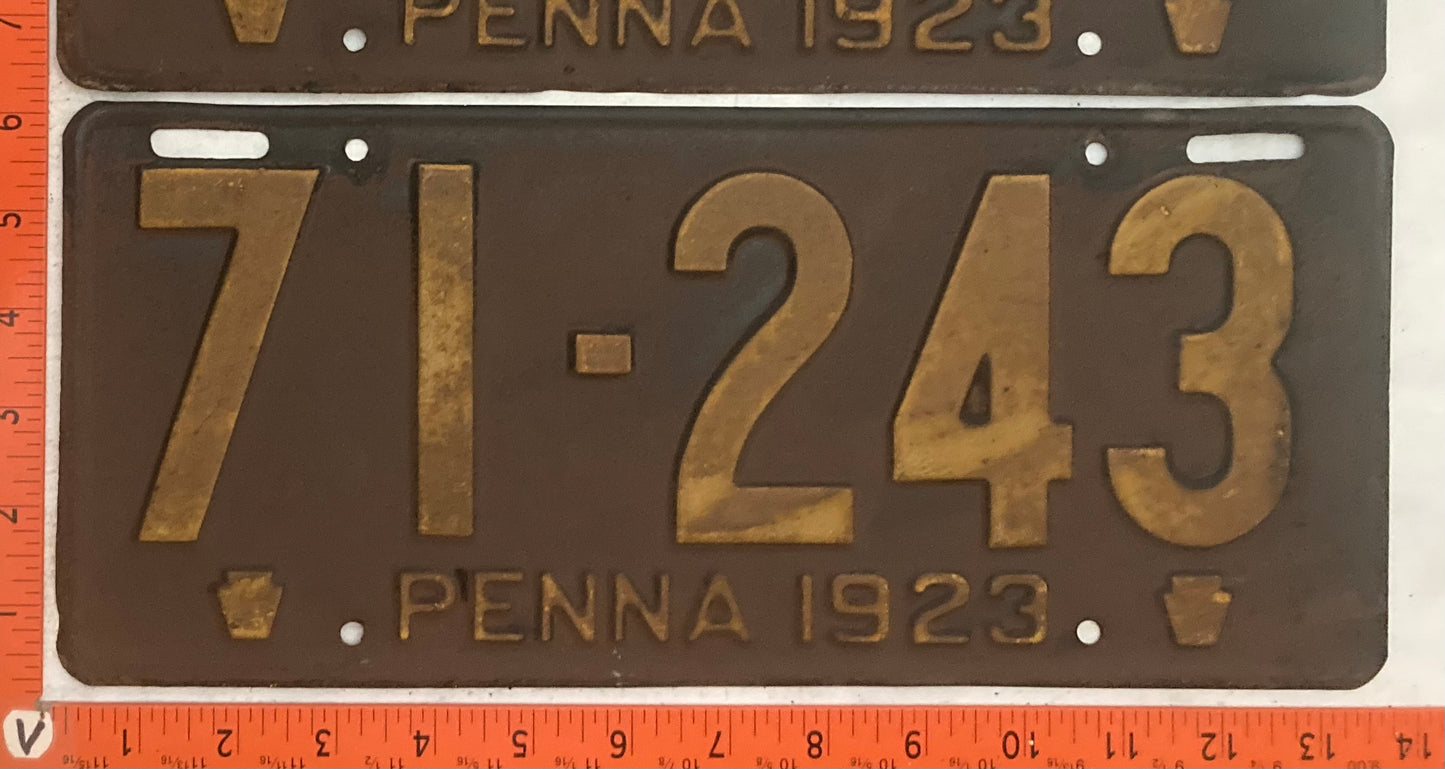 1923 Pennsylvania #198-263 Passenger License Plate (Pair)