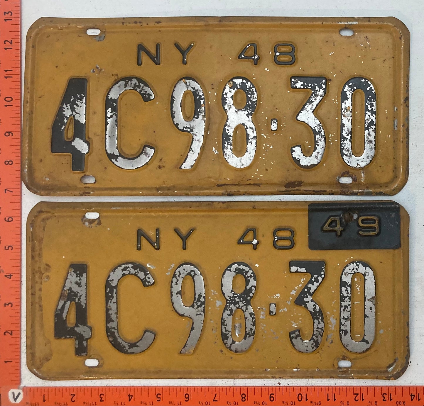 1948 New York #4C 98-30 Passenger License Plate (Pair) (with 1949 TAB)