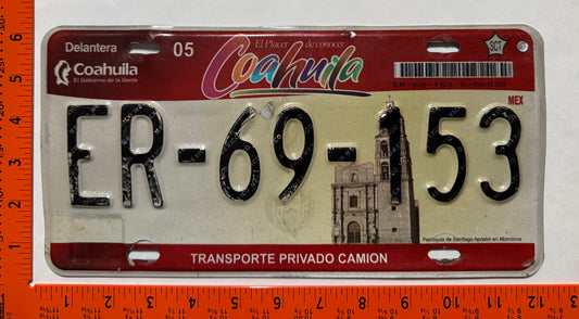 2007-2009 Coahuila, Mexico #ER-69-153 Truck License Plate