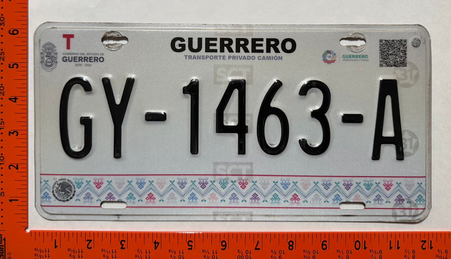 2017 Guerrero, Mexico #GY-1463-A Truck License Plate