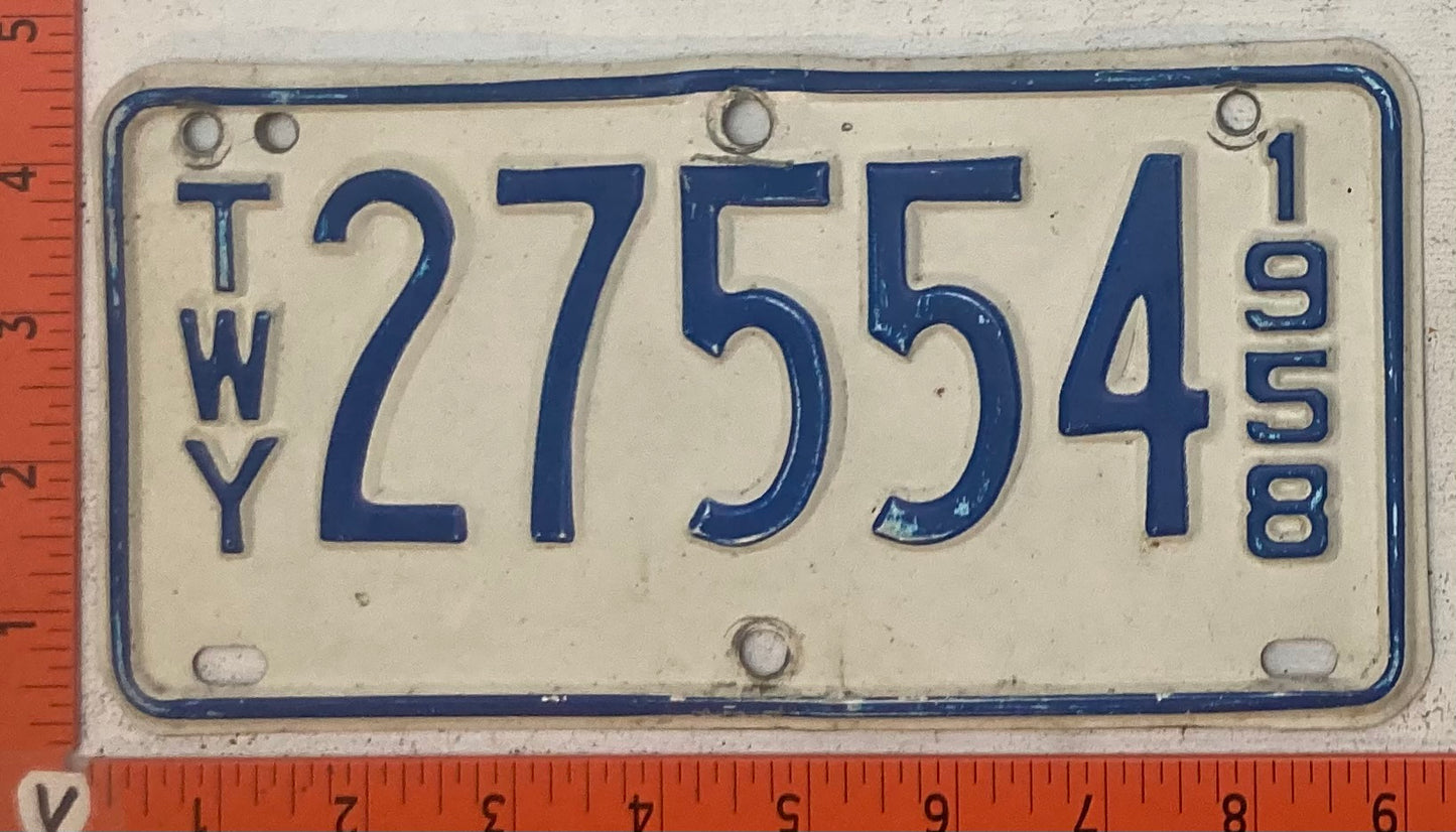 1958 New York #24554 New York Thruway License Plate