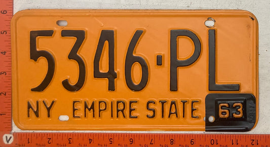 1963 New York #5346-PL Passenger License Plate
