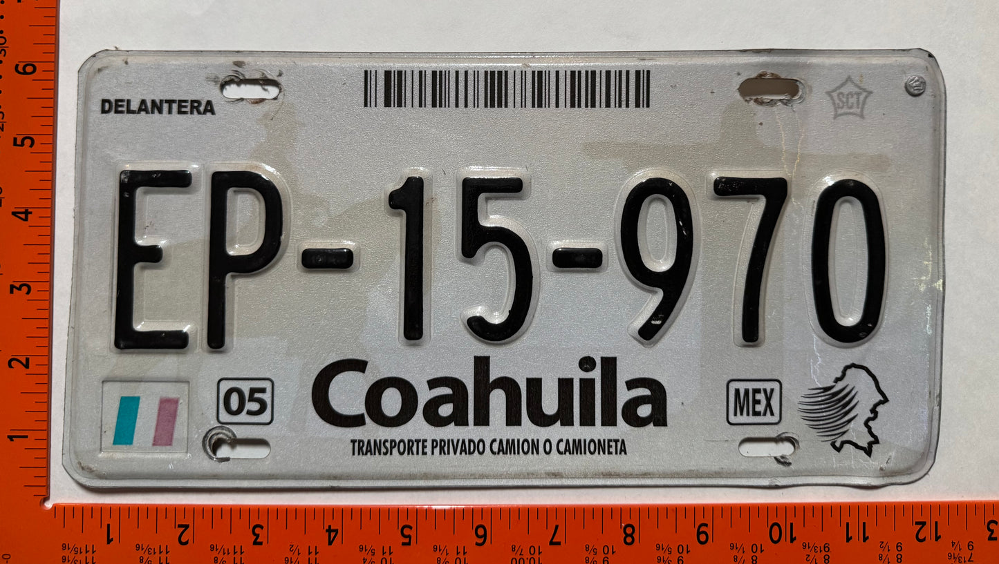 2004-2006 Coahuila, Mexico #EP-15-970 Truck License Plate
