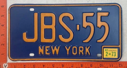 1973 New York #JBS-55 Passenger License Plate