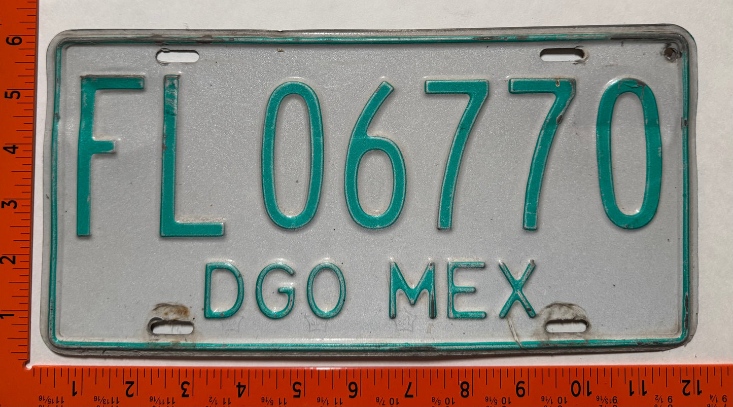 1992-1998 Durango, Mexico #FL06770 Truck License Plate