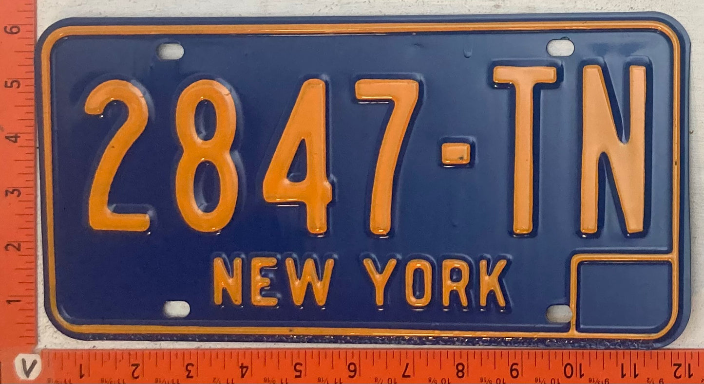 Undated New York #2847-TN Passenger License Plate