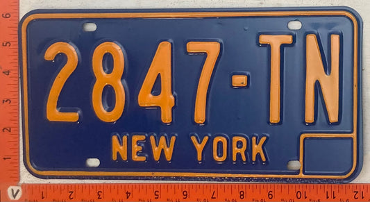 Undated New York #2847-TN Passenger License Plate
