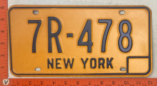 Undated New York #7R-478 Passenger License Plate