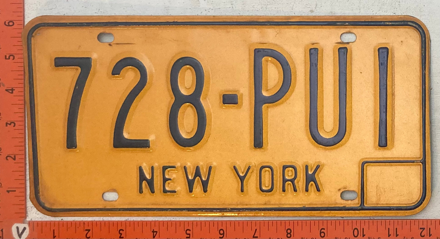 Undated New York #728-PUI Passenger License Plate