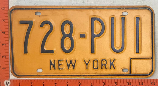 Undated New York #728-PUI Passenger License Plate