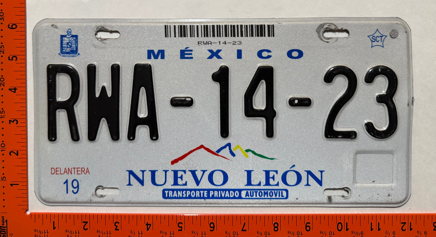 2001-2004 Nuevo Leon, Mexico #RWA-14-23 Passenger License Plate