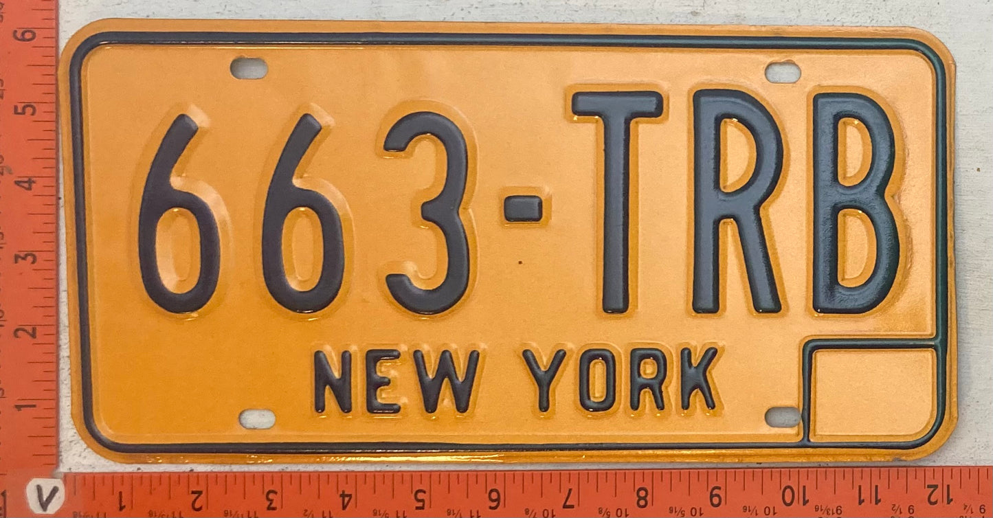 Undated New York #663-TRB Passenger License Plate
