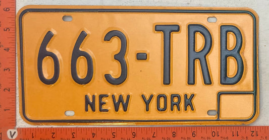 Undated New York #663-TRB Passenger License Plate