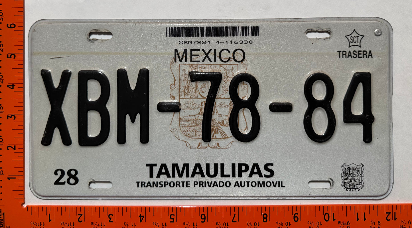 2004-2006 Tamaulipas, Mexico #XBM-78-84 Passenger License Plate