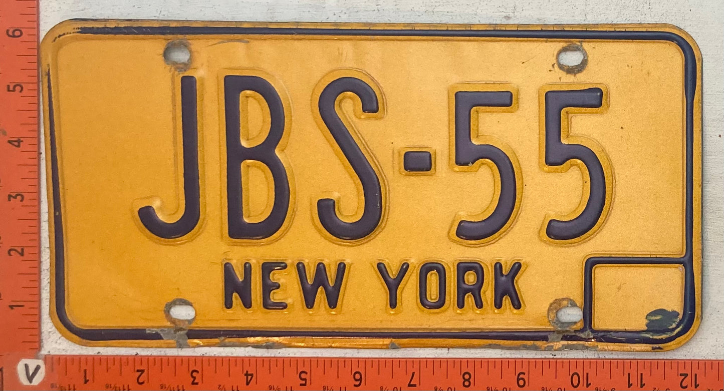 Undated New York #JBS-55 Passenger License Plate (Vanity)